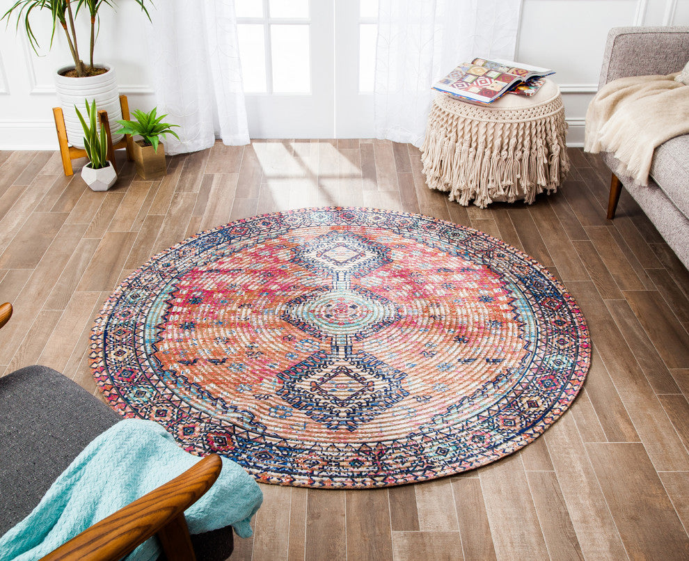 Dari Distressed Area Rug,  Round, 8'