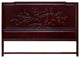 Dark Cherry Elmwood Flower and Bird King Size Oriental Platform Bed with Drawers
