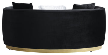 Achelle Loveseat With 3 Pillows, Black Velvet