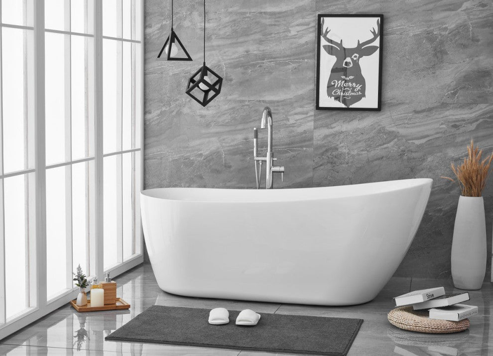 Chanel 70" Soaking Single Slipper Bathtub, Glossy White