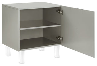 Molly Lacquer-Finish Chrome Ornament Handle Lucite Leg Side Table, Light Gray