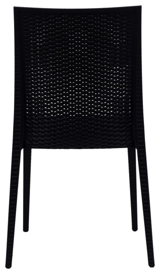 LeisureMod Mace Mid-Century 7-Piece Rectangular Outdoor Dining Set, White/Black