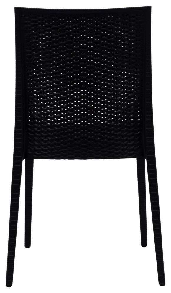 LeisureMod Mace Mid-Century 7-Piece Rectangular Outdoor Dining Set, White/Black