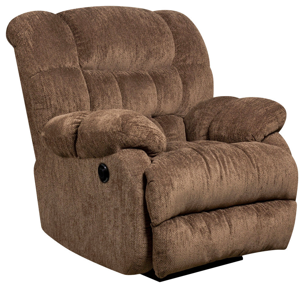 Contemporary Sharpei Chocolate Microfiber Power Recliner With Push Button