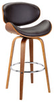 Benton 26" Mid-Century Swivel Counter Stool, Brown Faux Leather, Wooden Legs