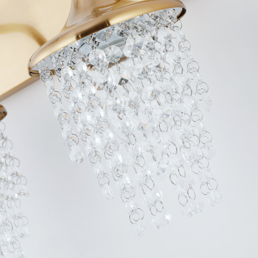 Modern 3-Light Golden Wall Sconce with Crystal Shade