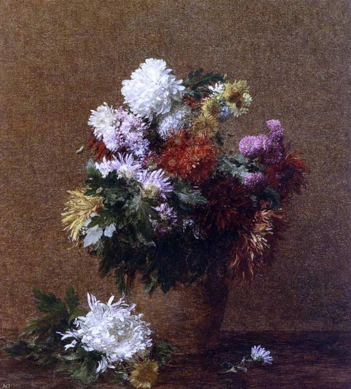 Henri Fantin-Latour Large Bouquet of Chrysanthemums Gallery Wrapped Canvas Print