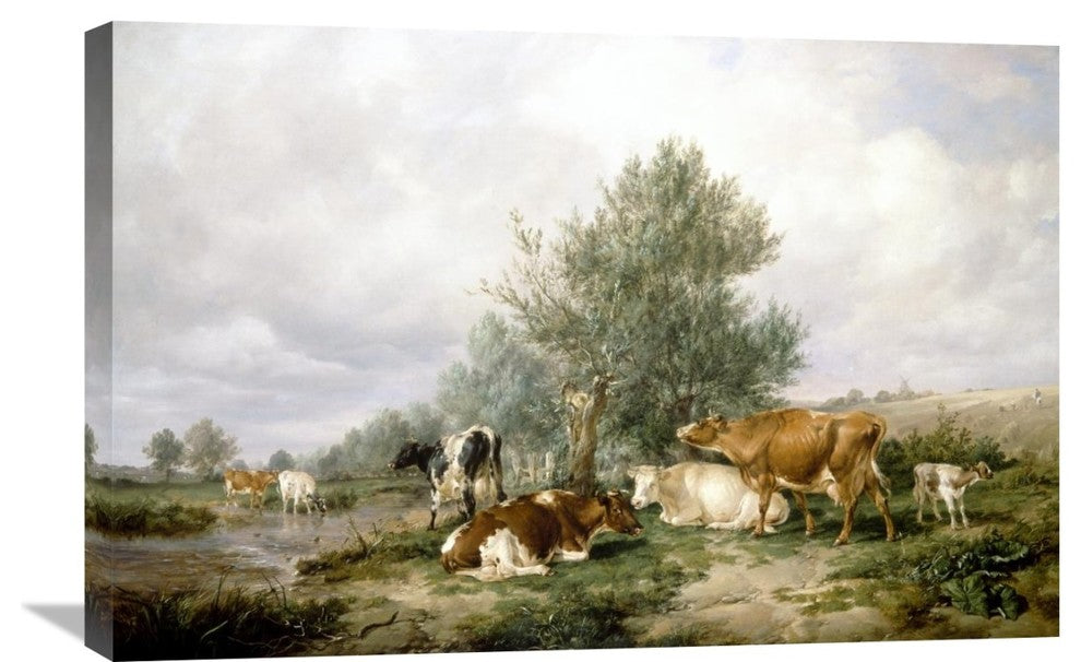 "In Canterbury Meadows" Stretched Canvas Giclee by Thomas Sidney Cooper, 30"x20"