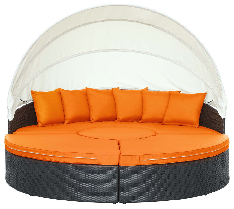 Quest Canopy Outdoor Patio Daybed, Espresso Orange