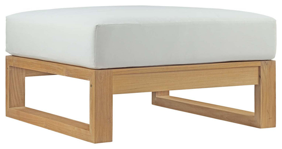 Upland 5 Piece Outdoor Patio Teak Set, Natural White