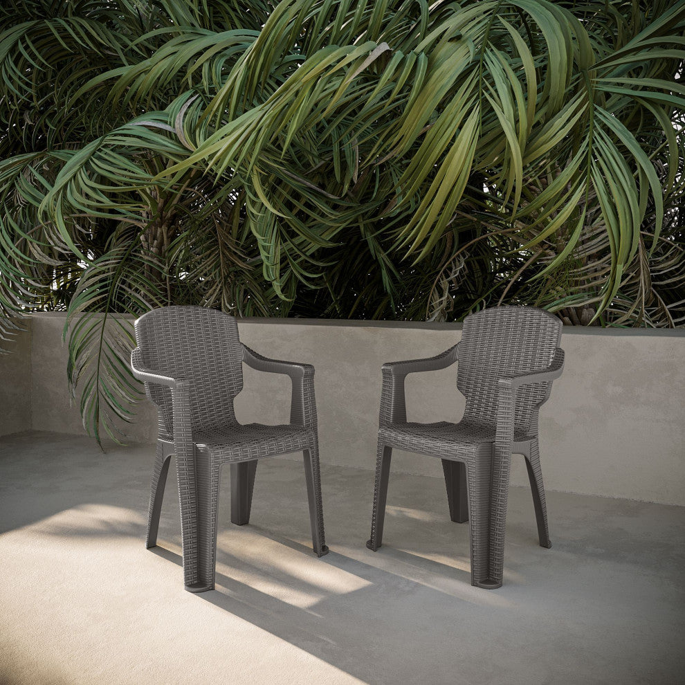 Calista Outdoor Patio Chairs, Set of 2, Gray