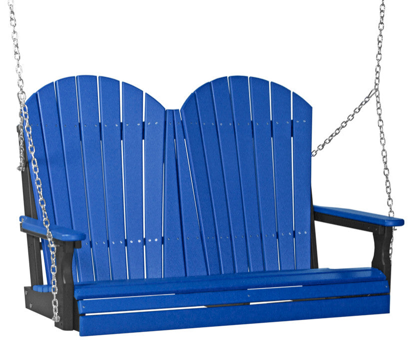 Poly Adirondack Porch Swing, Blue & Black, 4 Foot