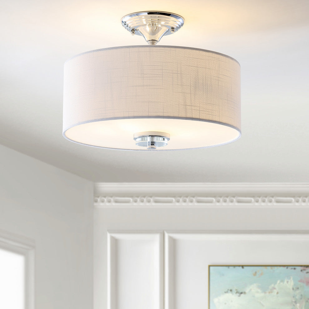 Marc 15" Metal and Crystal LED Flush Mount, Chrome