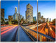 "Downtown LA With Traffic Trail" Metal Wall Art, 3 Panels, 36"x28"