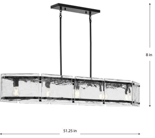Rivera Collection 5-Light Matte Black Luxe Island Linear Chandelier Light