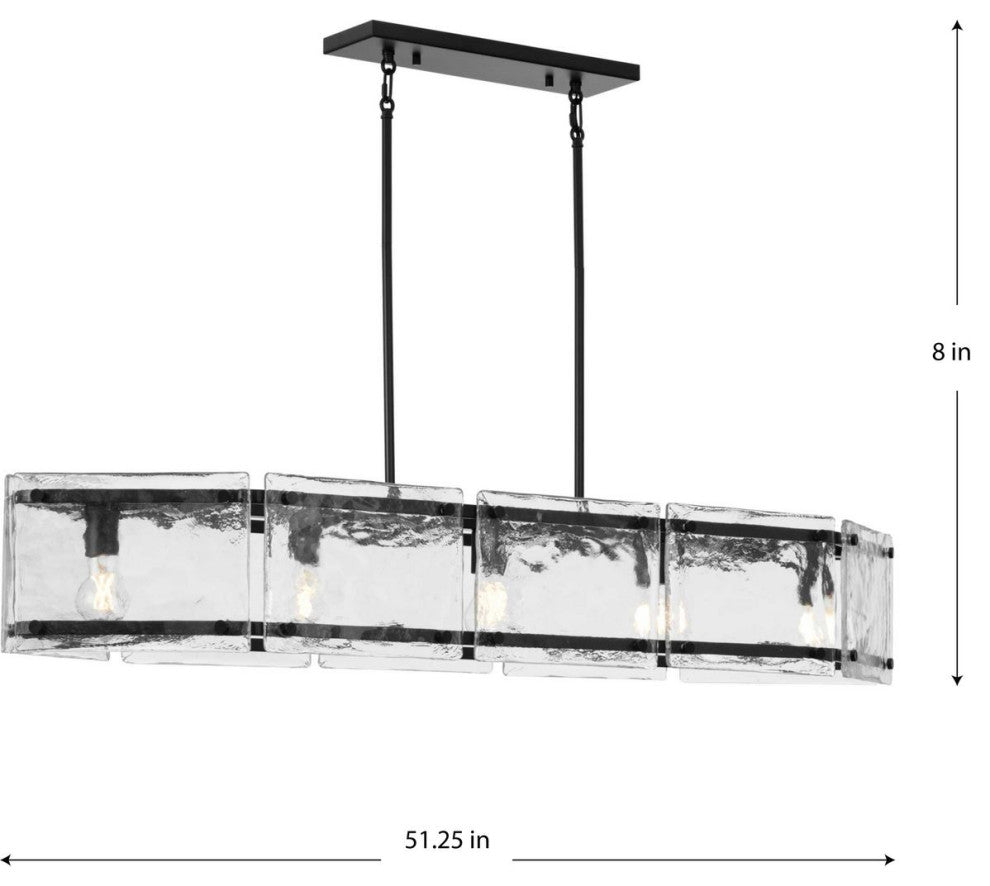 Rivera Collection 5-Light Matte Black Luxe Island Linear Chandelier Light