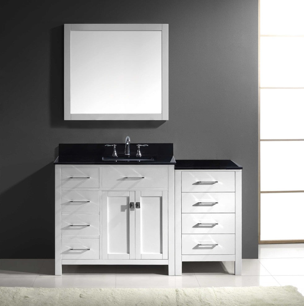 Caroline Parkway 57" Single Bathroom Vanity Set White, Granite Top