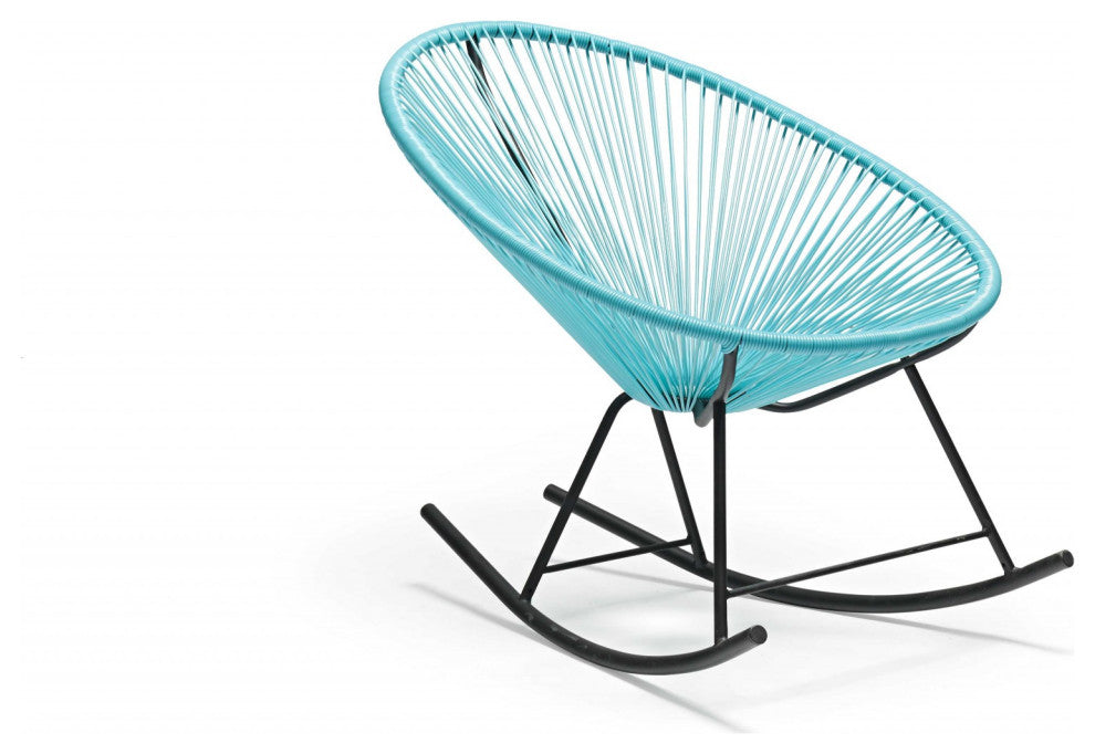 HomeRoots Set of 2 Aqua Blue Round Bungee Style Rocking Chairs