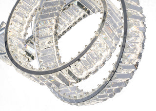 2-Light Dimmable Chrome Steel LED Chandelier With Clear Crystal