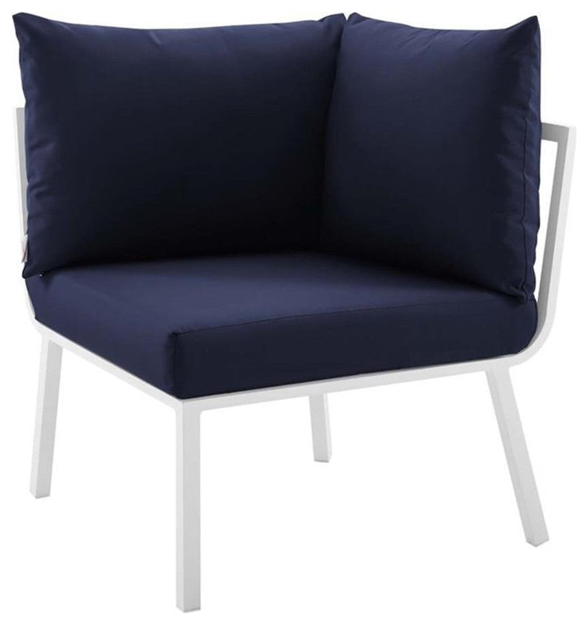 Riverside 7 Piece Outdoor Patio Aluminum Set White Navy