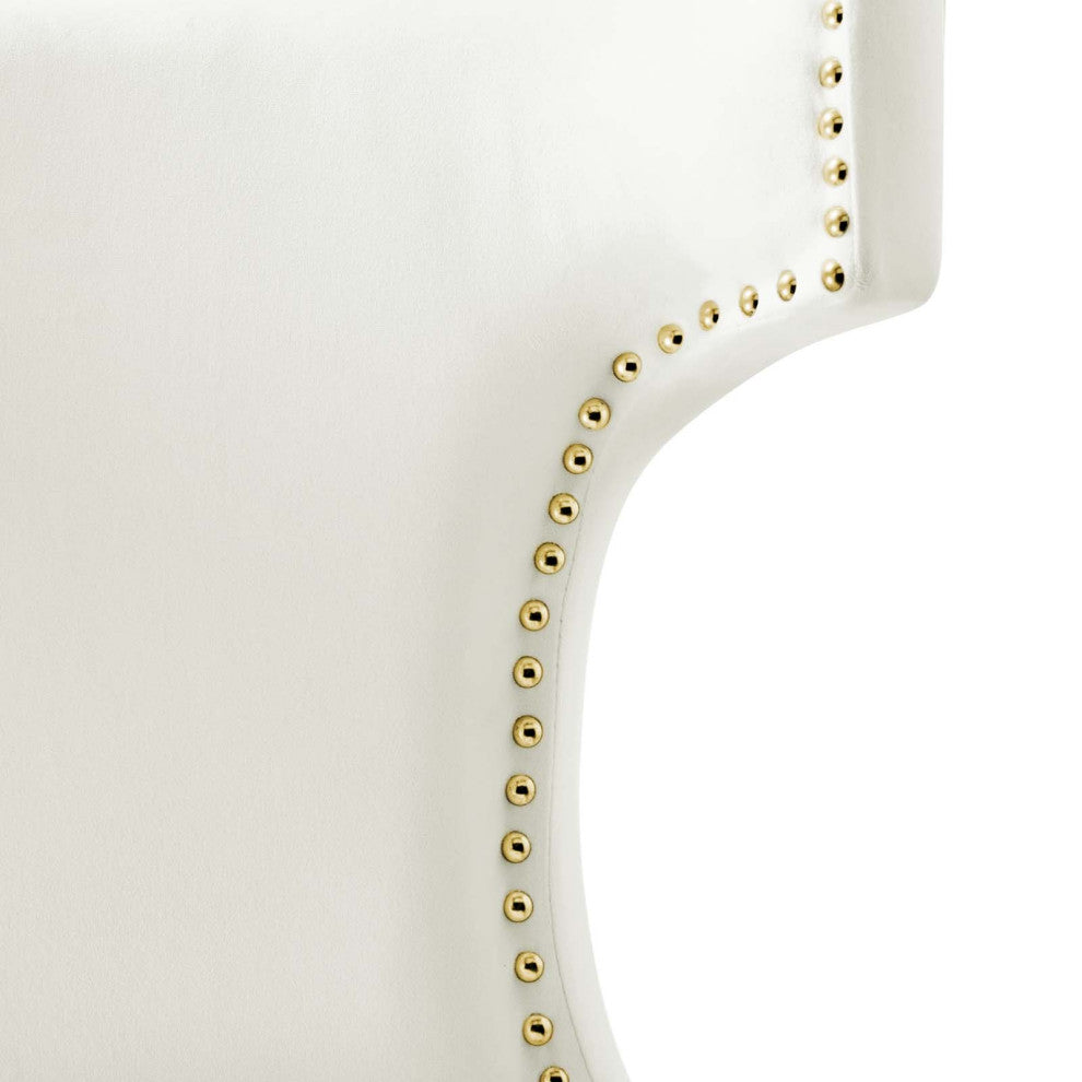 Dining Chair, Nailhead, Set of 2, White, Velvet, Modern, Bistro Hospitality