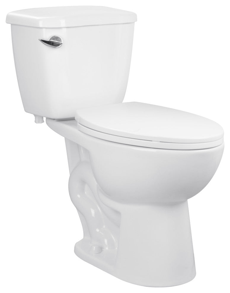 Two-Piece Elongated Toilet White ADA Comfort Height Bathroom Toilet