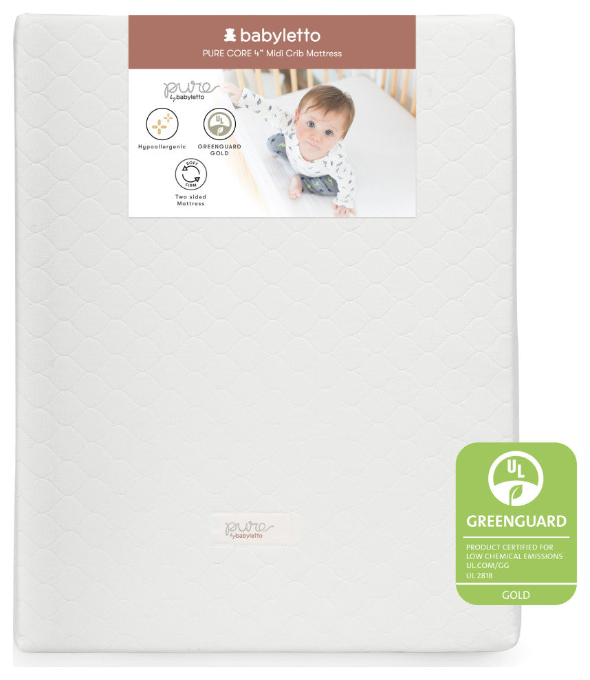 Pure Core Midi Crib Mattress With Hybrid Quilted Waterproof Cover, Lightweight
