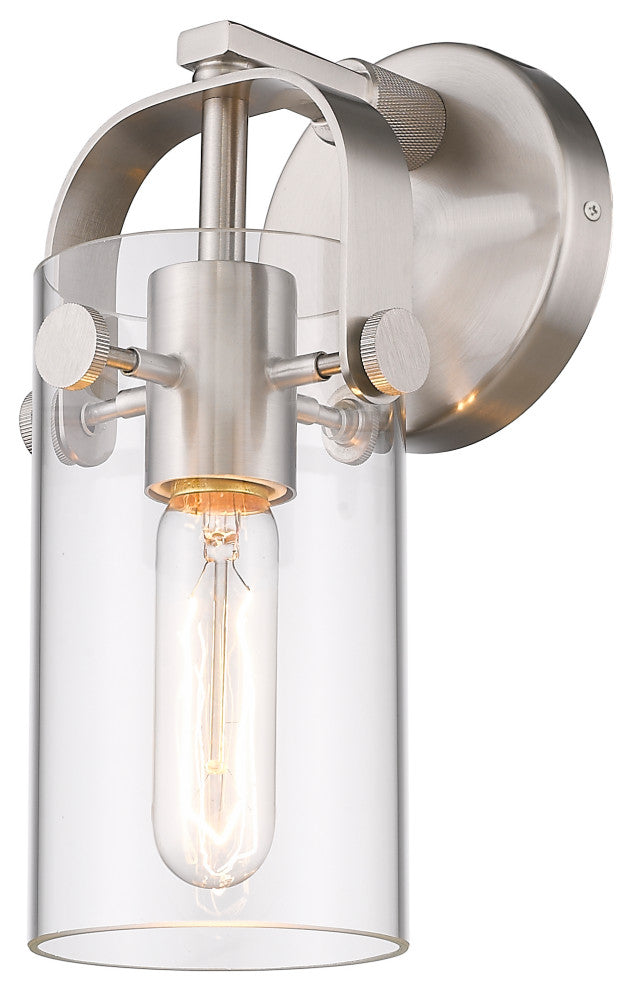 Pilaster Sconce, Brushed Satin Nickel, Clear