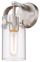 Pilaster Sconce, Brushed Satin Nickel, Clear