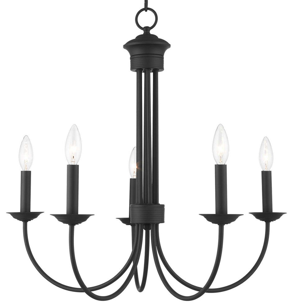 Livex Lighting 42685 Estate 5 Light 25"W Taper Candle Style - Black