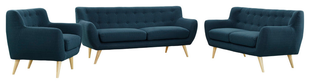 Modern Azure Remark 3 Piece Living Room Set