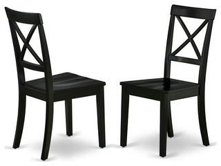 5Pc Round 42" Dining Room Table And 4 Wood Seat Kitchen Chairs