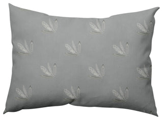 Feather Pattern Decorative Lumbar Throw Pillow, Gray, 14"x20"