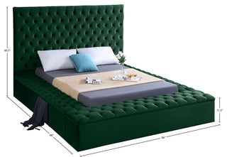 Bliss Velvet Upholstered  Bed, Green, King