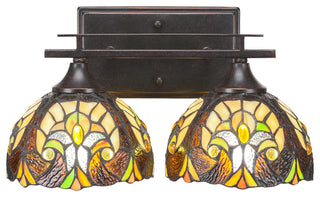 Uptowne 2-Light Bath Bar, Dark Granite/Ivory Cypress Art