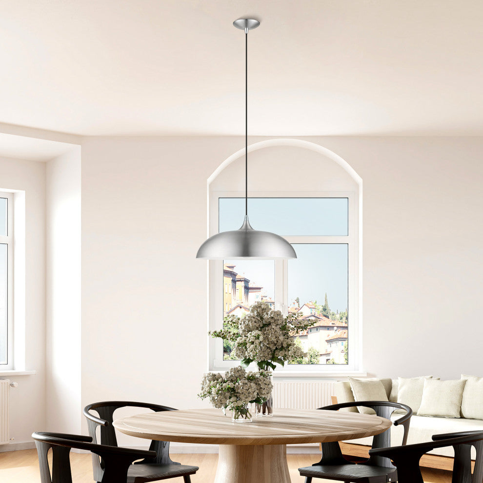 Amador 1 Light Brushed Aluminum With Polished Chrome Accents Pendant