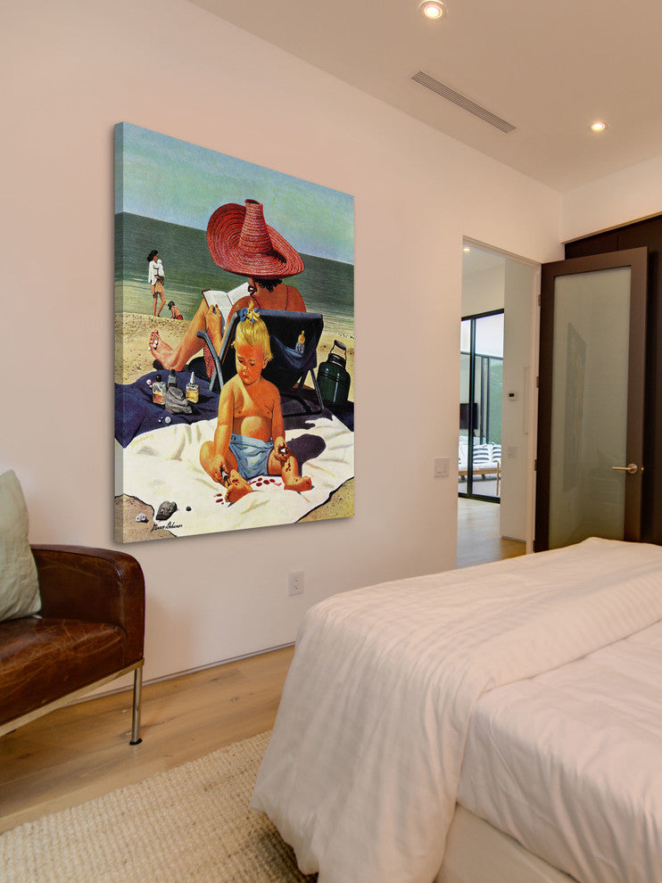 "Baby and Nail Polish" Painting Print on Canvas by Stevan Dohanos