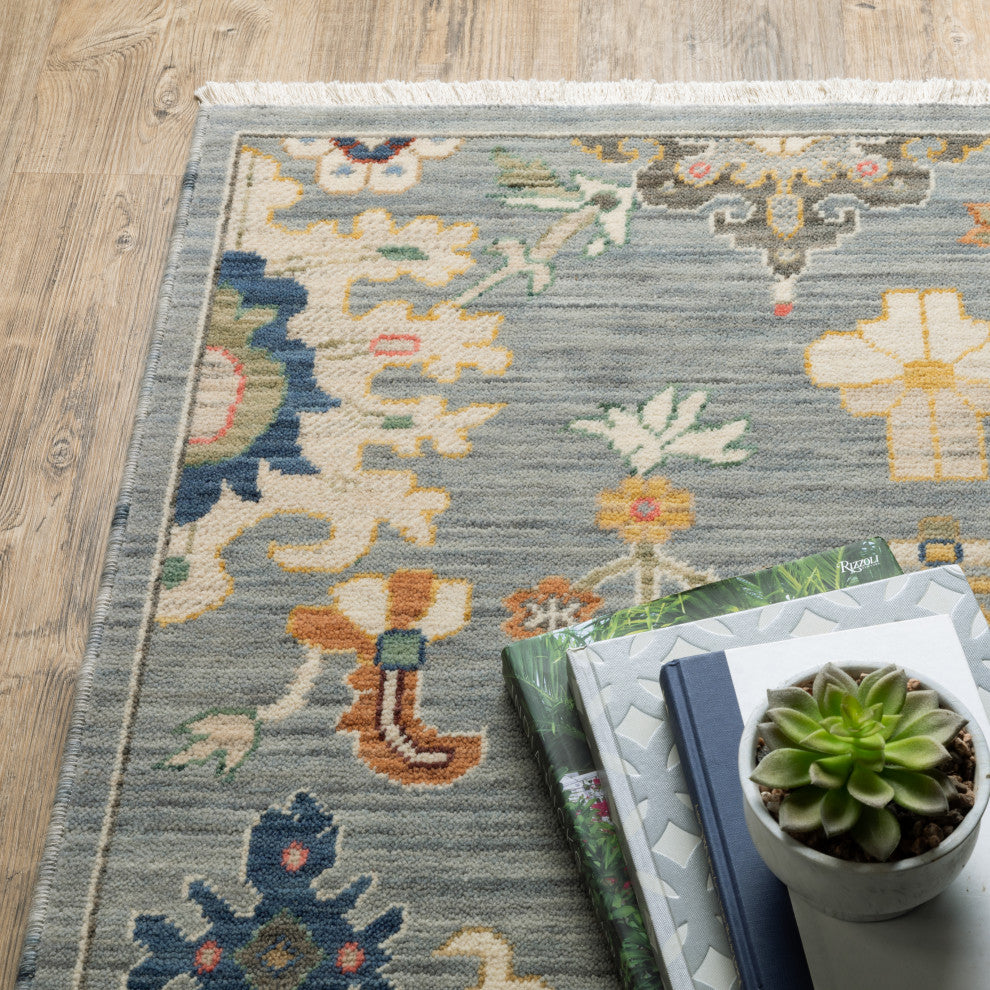 Leoness Floral Fun Indoor Area Rug, Grey, 6'7" x 9'6"