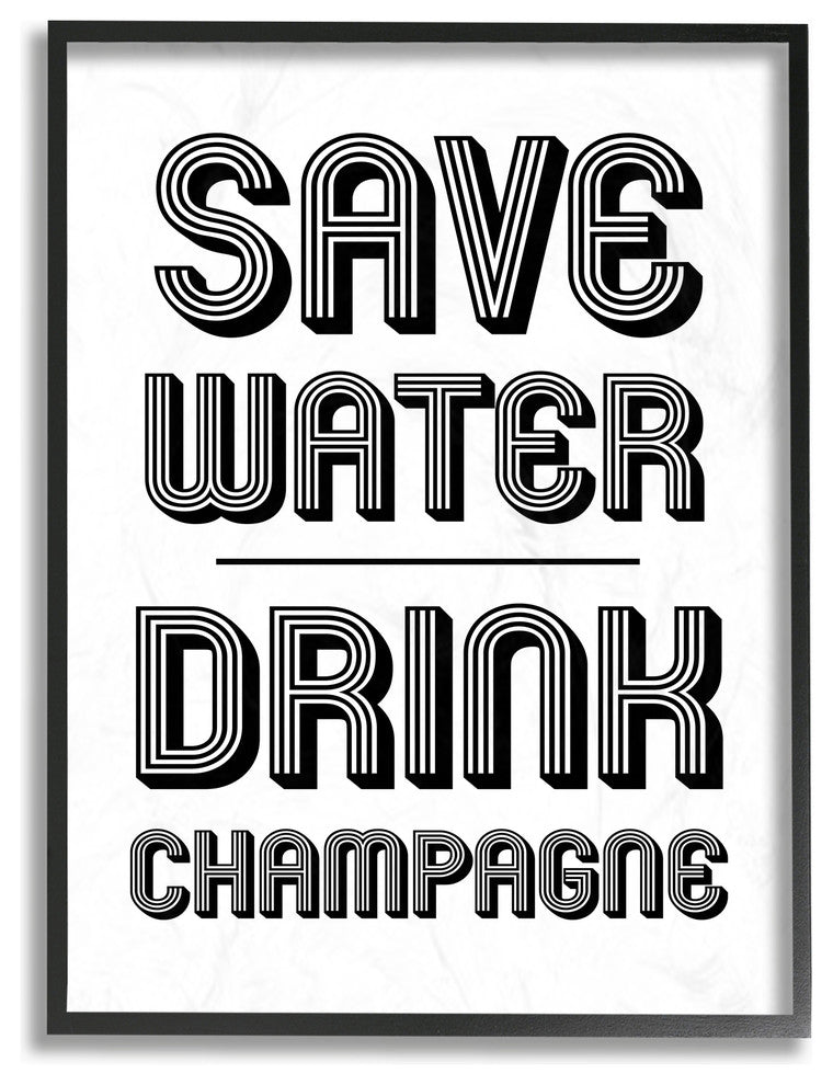 Save Water Drink Champagne, 11"x14", Framed Giclee Texturized Art