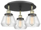 Fulton-3 Light 18" Flush Mount-Black Antique Brass, Clear Glass Shade