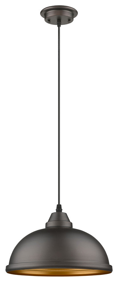 Ironclad 1-Light Rubbed Bronze Ceiling Mini Pendant 10"
