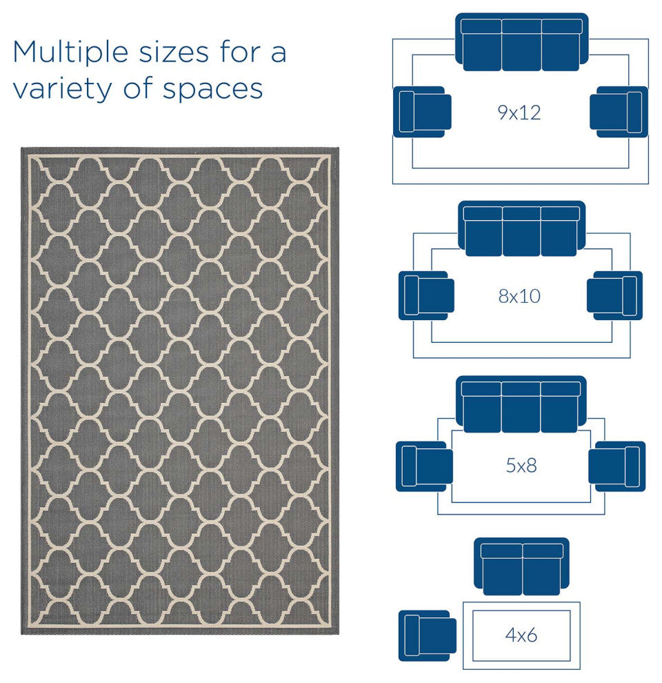 Area Rug Floor Carpet, Indoor Outdoor, Moroccan, Rectangular, 4x6, Gray Beige