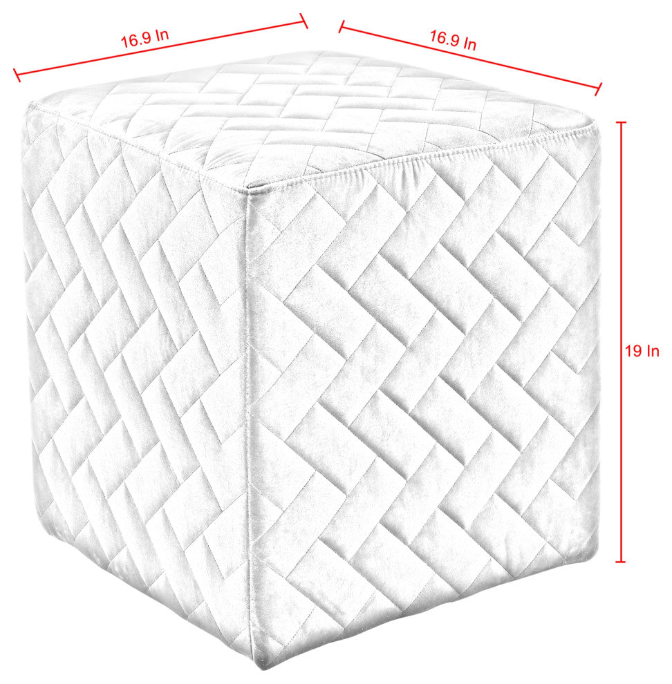 Mason Velvet Brick Quilted Cube Ottoman, Navy
