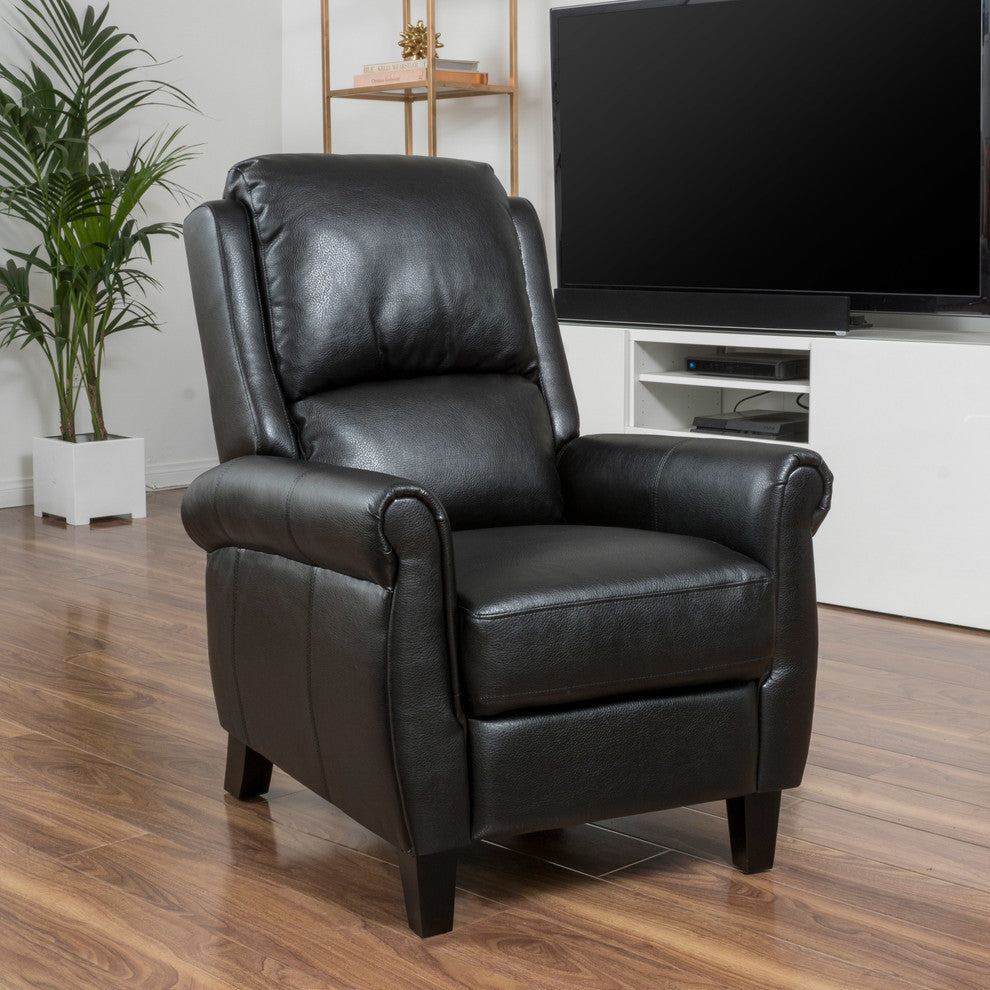 GDF Studio Lloyd Black Leather Recliner Club Chair