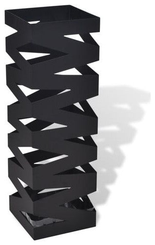 vidaXL Umbrella Stand Black Powder-coated steel 19.1 in tall Modern