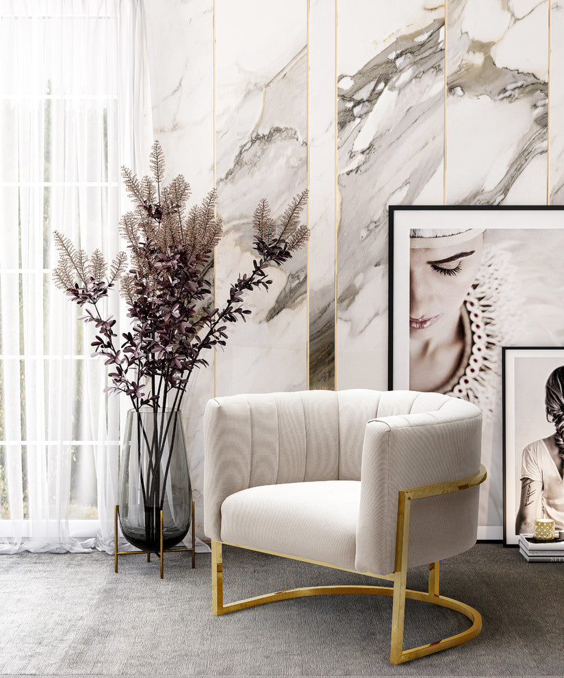 Magnolia Spotted Cream Chair with Gold - Cream