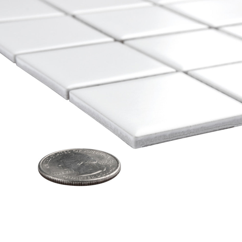 Metro Quad Matte White Porcelain Floor and Wall Tile