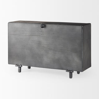 Harvey 13.0Lx4.5Wx8.1H Black Metal and Wood Rectangular Table Clocket