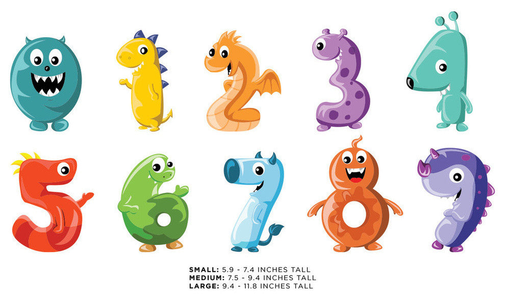 Monster Numbers Fabric Wall Decals, Size Large