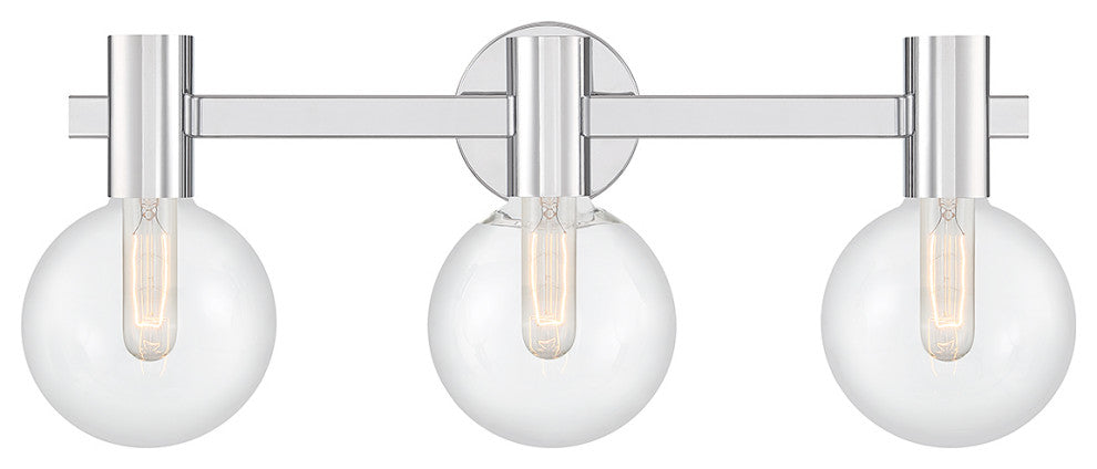 Wright 3-Light Bathroom Vanity Light, Matte Black, Chrome